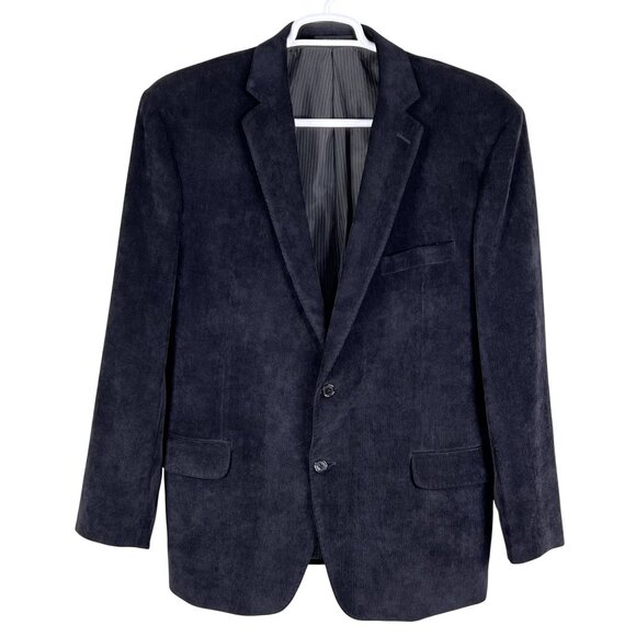 Calvin Klein Mens 46R Black Corduroy Blazer Sport Coat Double Vented Holiday - Picture 1 of 16